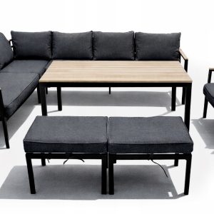 ZESTAW MEBLE OGRODOWE NAROŻNIK 9 OSÓB, SOFA WYSOKI STÓŁ - GARDENOVE